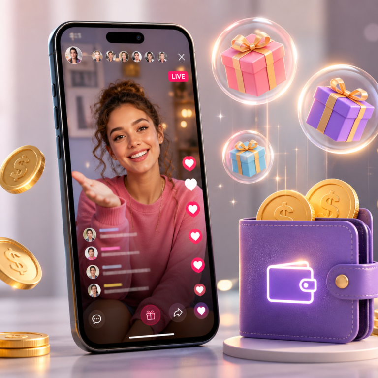 TikTok Coins recharge guide showing virtual gifts, coin balance and creator support features on a smartphone.