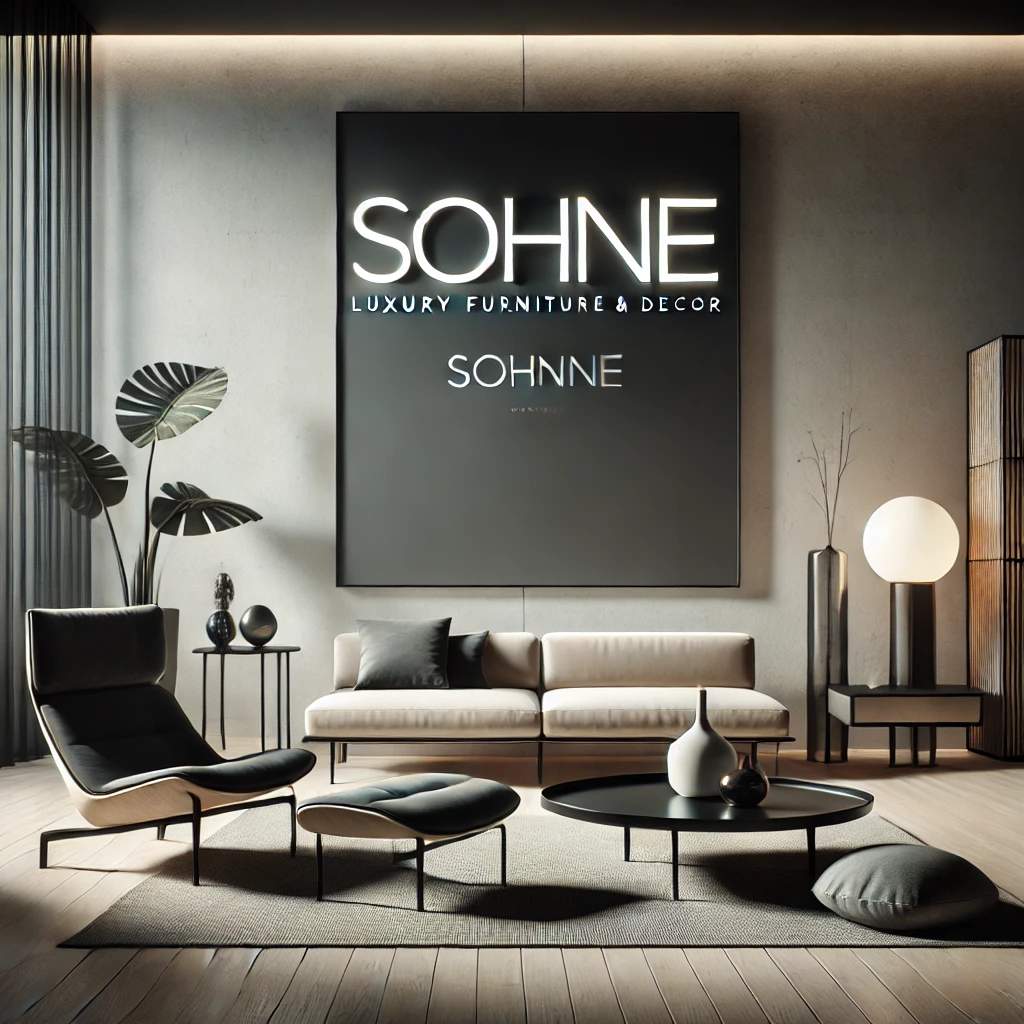 A modern living room featuring Sohnne’s premium furniture, including a lounge chair, coffee table, and minimalist decor.