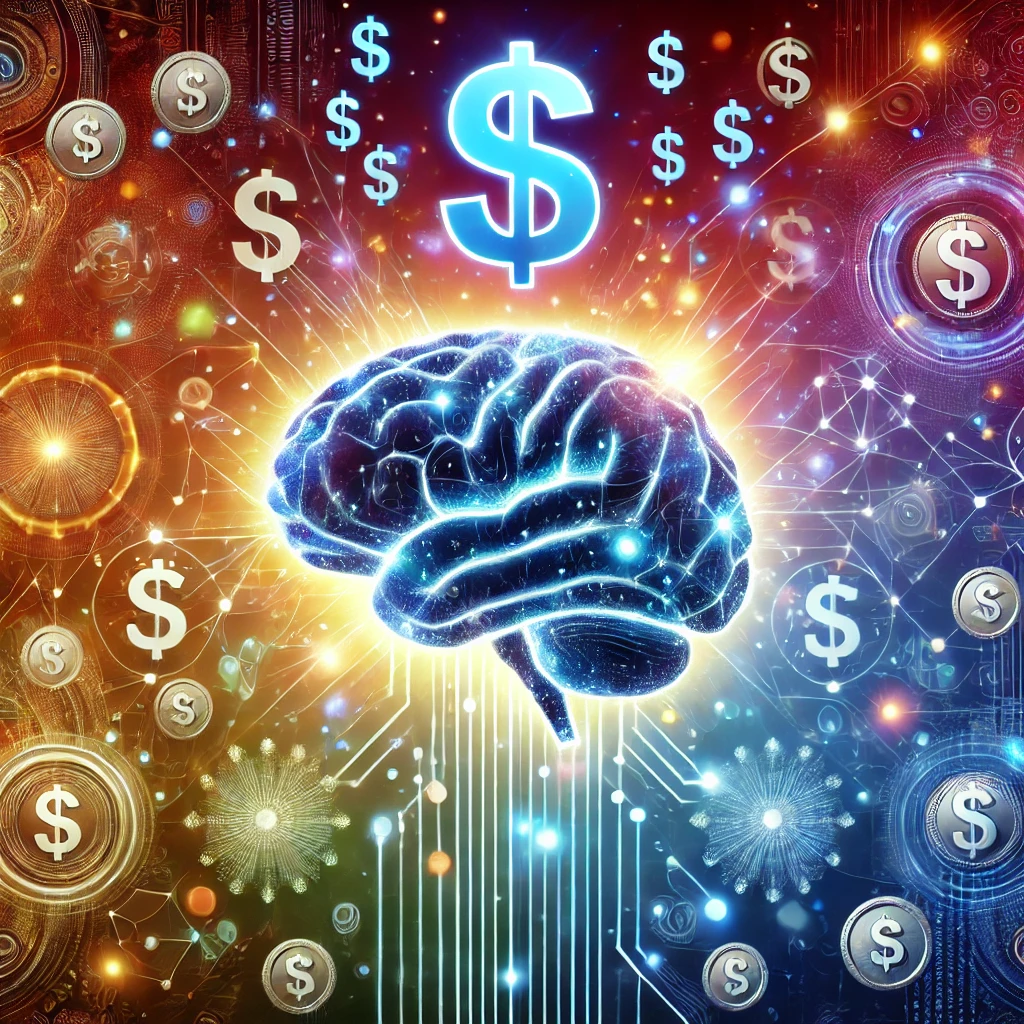 Illustration of a glowing brain with dollar symbols, representing wealth mindset reprogramming.