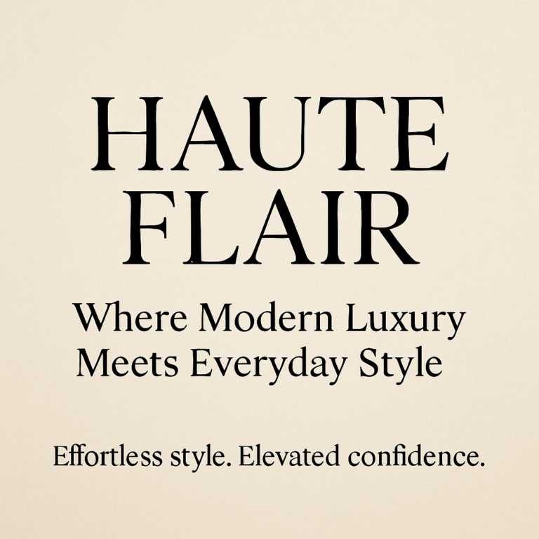 Haute Flair luxury fashion brand cover featuring elegant serif typography on a soft neutral background.