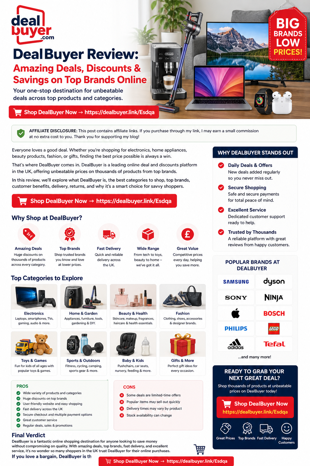DealBuyer discount tech and home deals featuring laptops, TVs, headphones, smart watches, air fryers and refurbished electronics.
